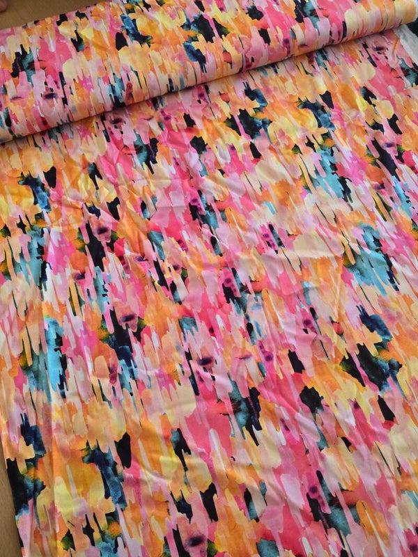 Viscose Twill Stretch Digitaal roze