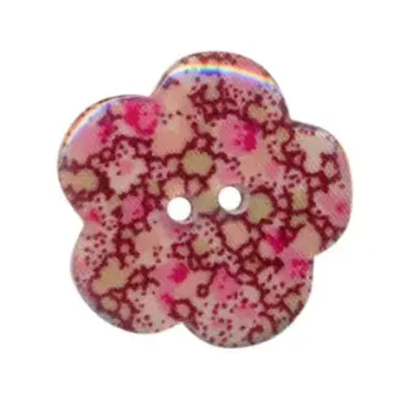 Bloemknoop met bloemenprint roze/aubergine ca. 25mm