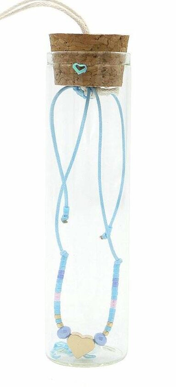 Pull Tie armbandje Blauw Hartje