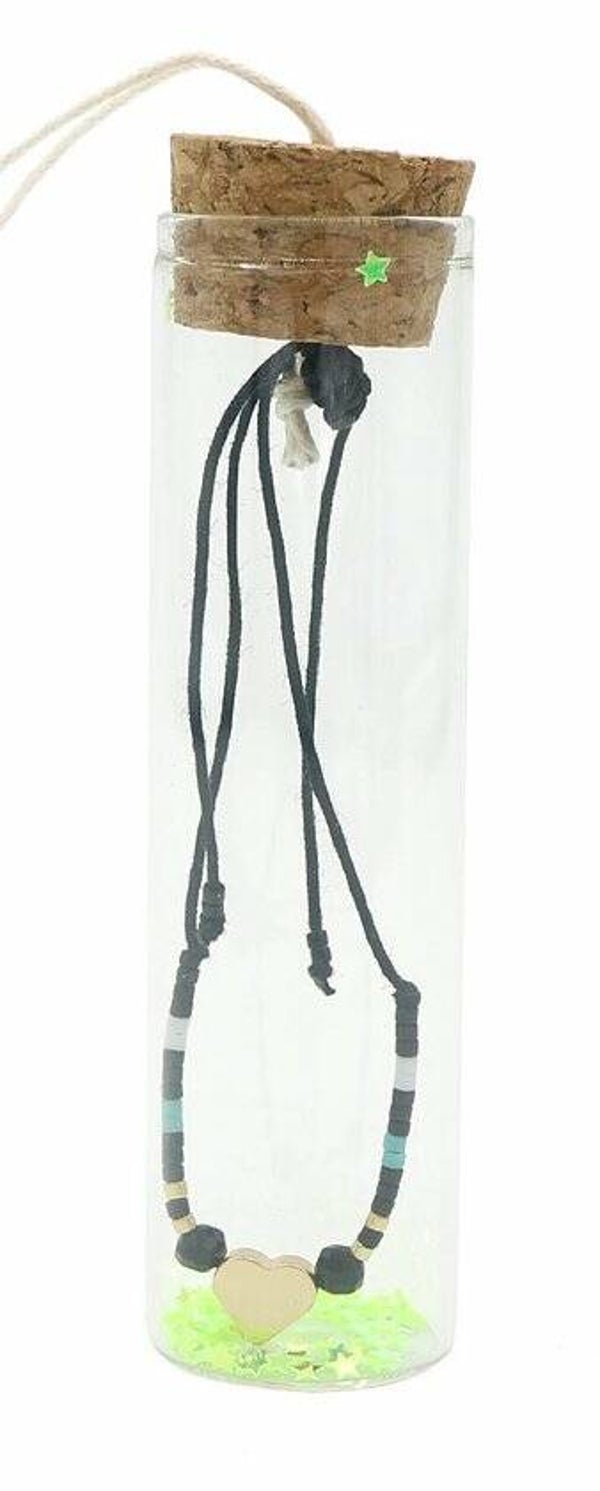 Pull Tie Armbandje Zwart Hart