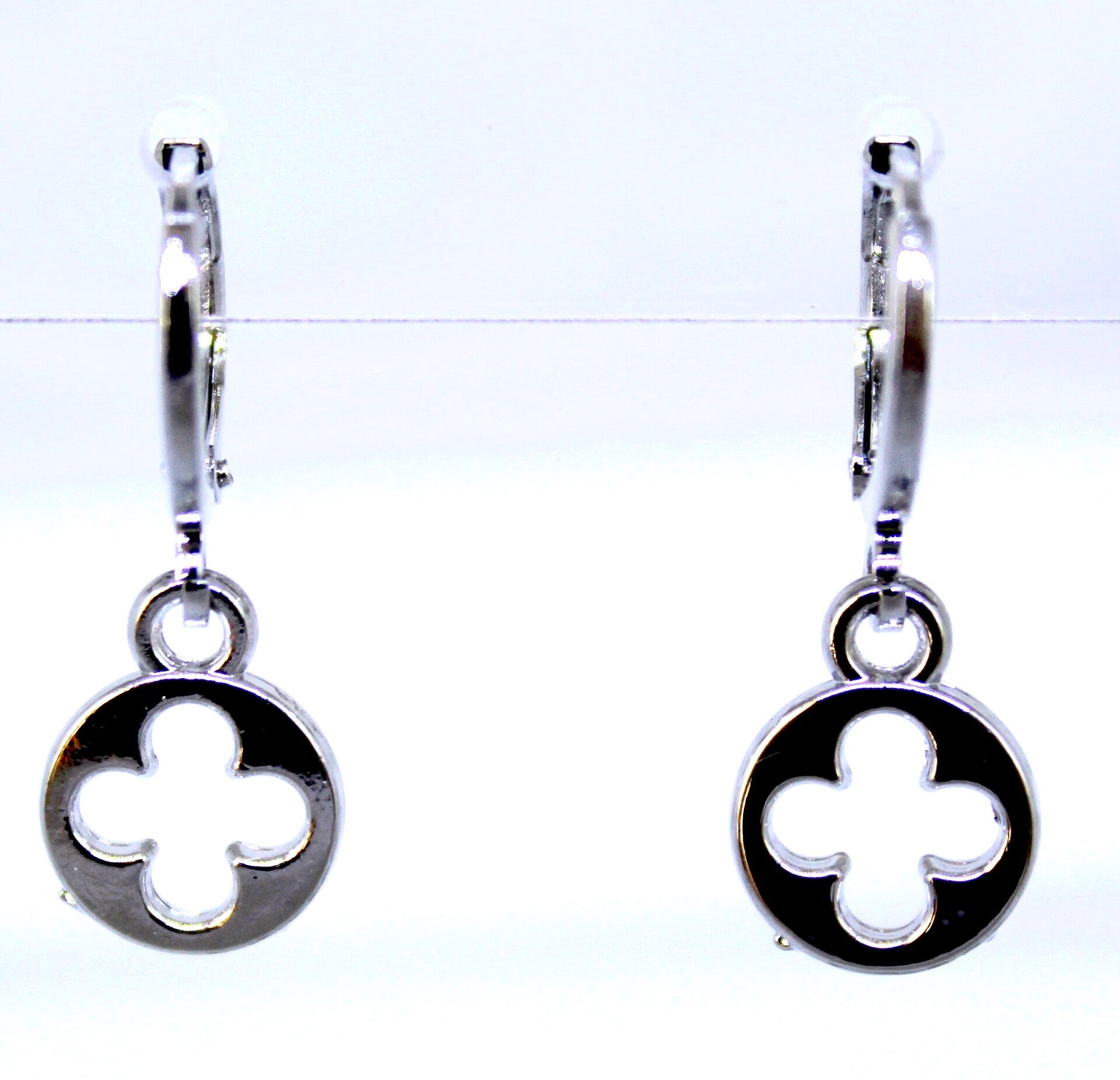 Oorbellen cirkel plusje zilver