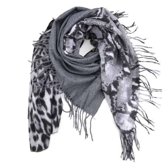 Omslagdoek / Sjaal Slangenprint Grey
