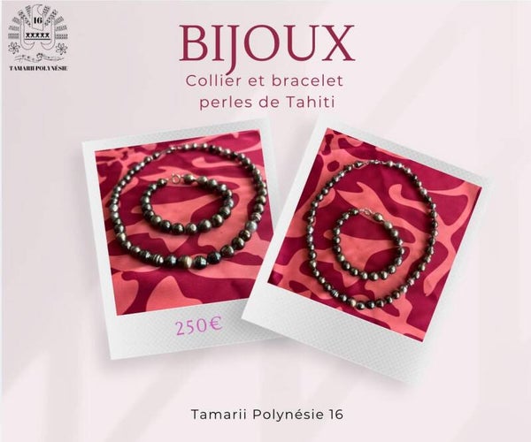 Ensemble collier et bracelet de perles