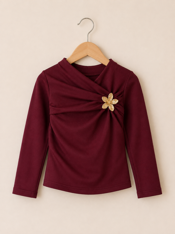 Shirt bloem - bordeauxrood
