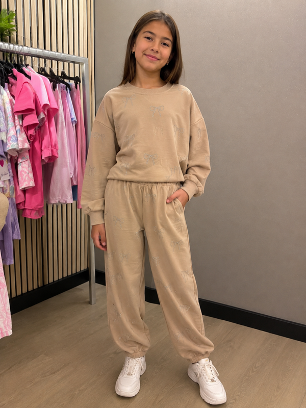Jogging set met strass strikjes