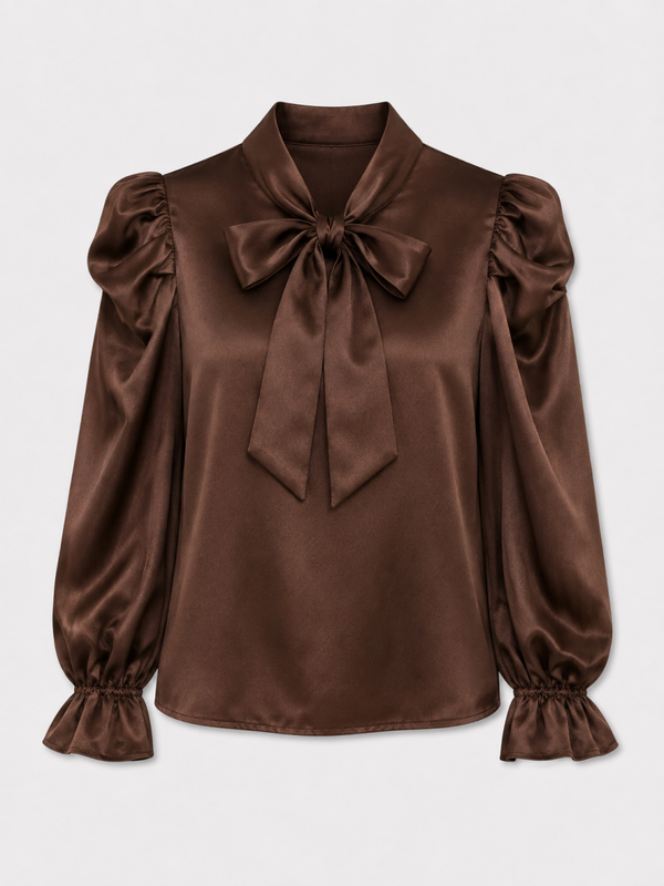 Silk ruffle blouse -chocobruin