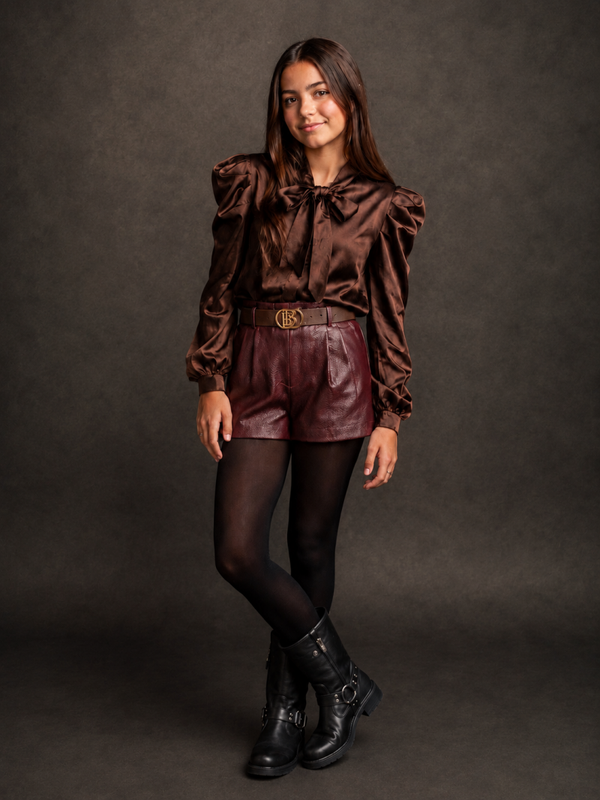 Elegant Leather skort - bordeauxrood