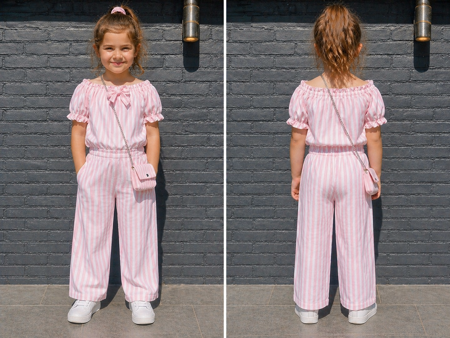 Ibiza pink stripe set