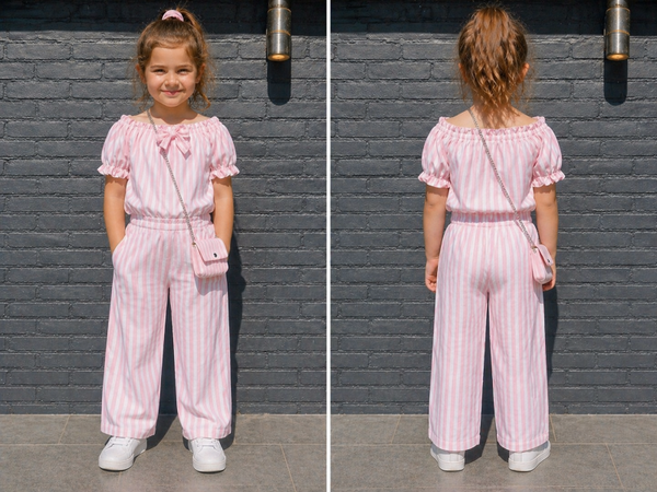 Ibiza pink stripe set
