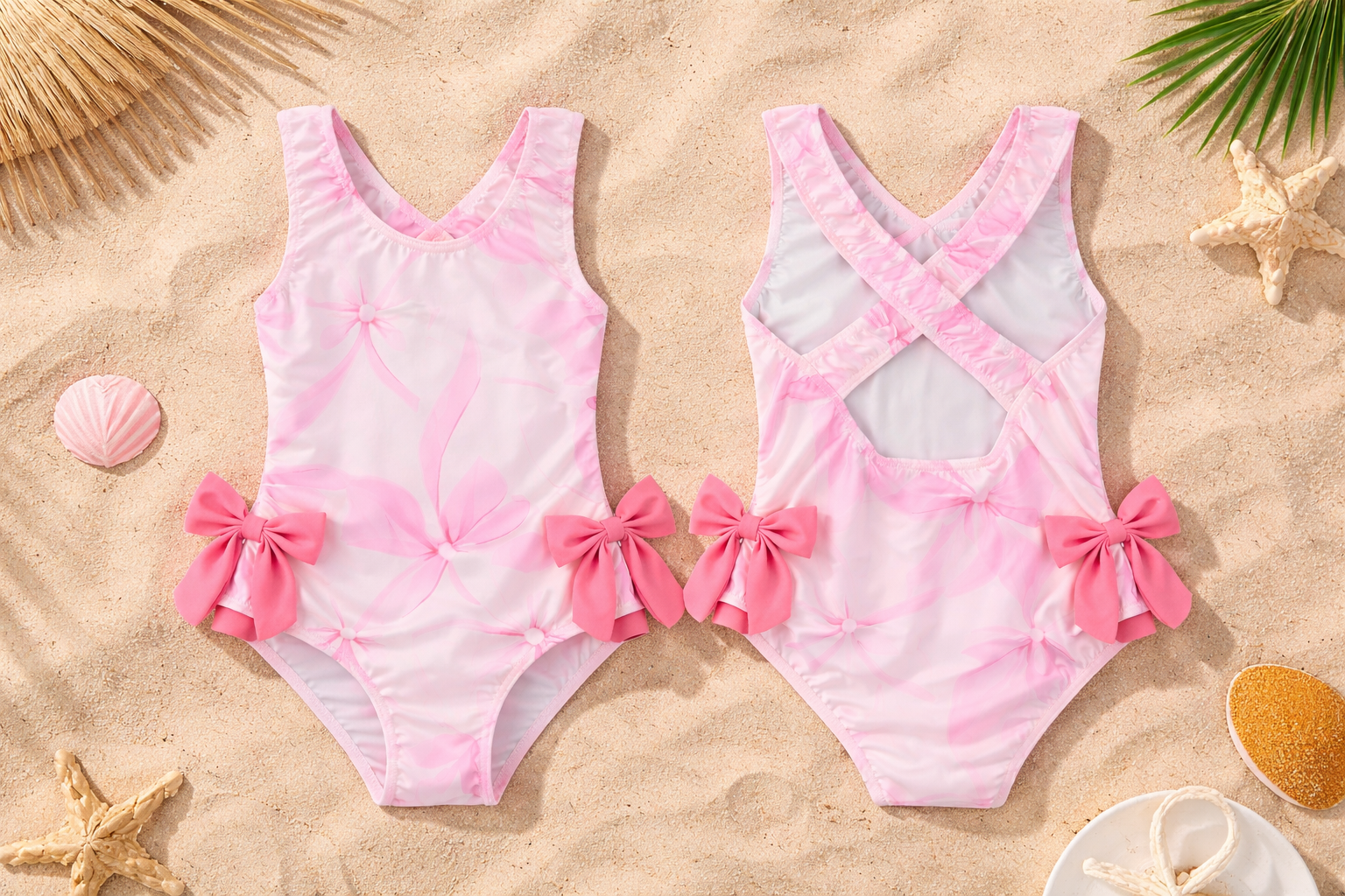 Soft Pink Ribbon Swimsuit