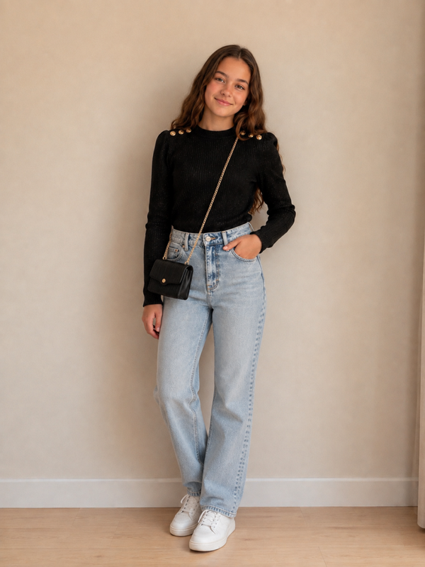 Star Wide Leg Jeans-blauw