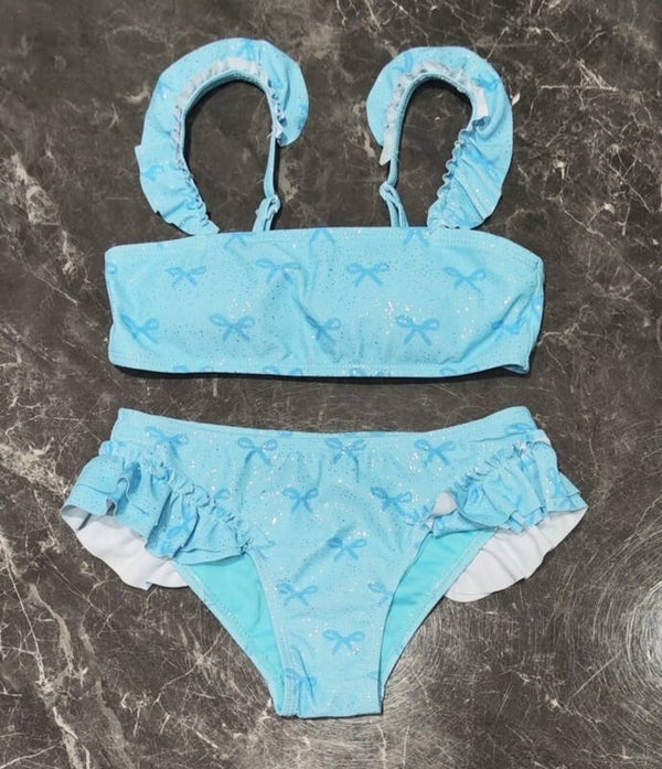 Ribbon glitter bikini - blauw