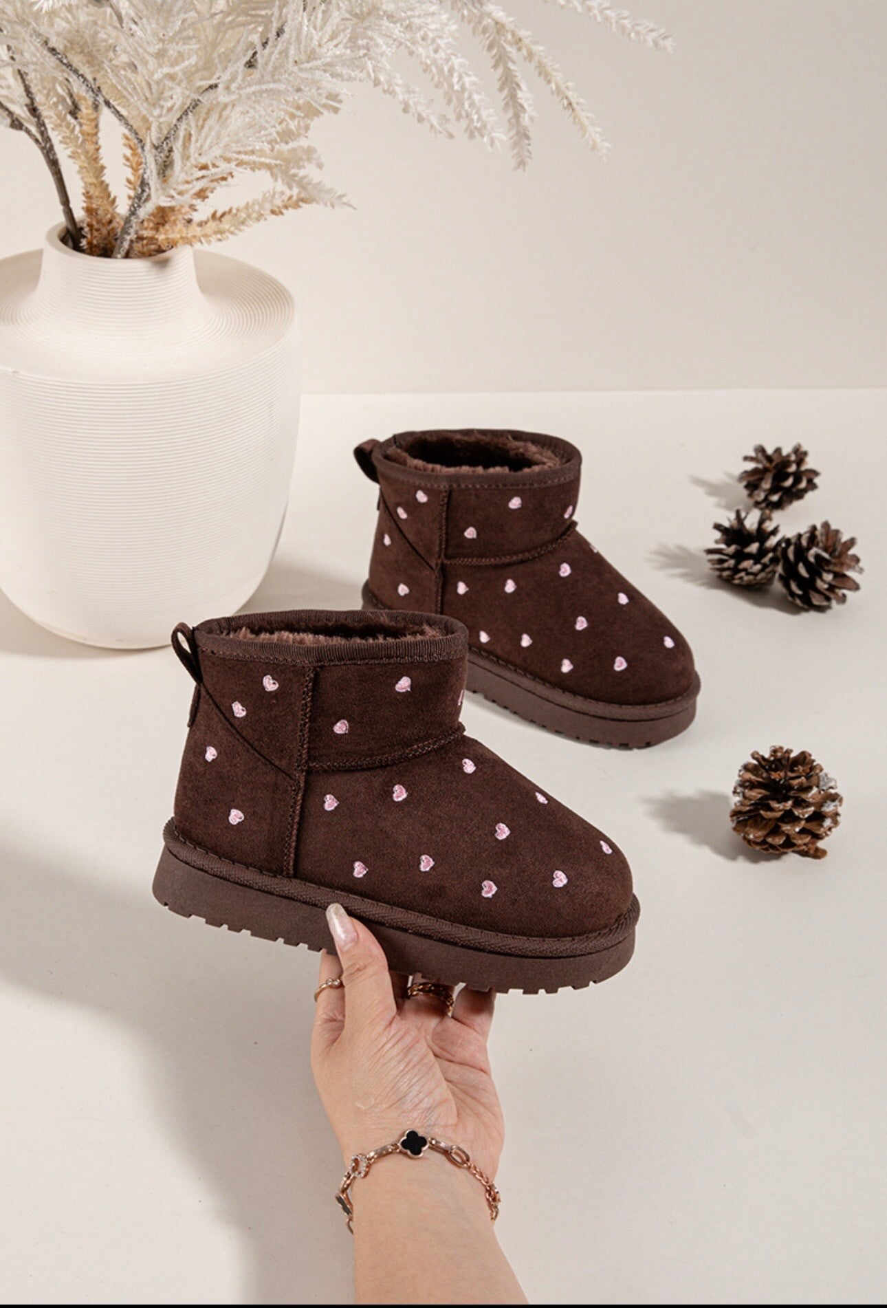 Chocolate heart teddy boots