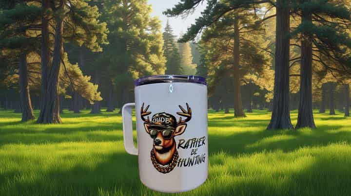 12 oz travel Mug - Rather Be Hunting