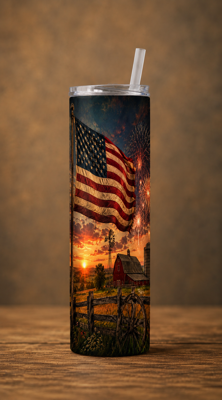 20 oz Skinny Tumbler - Rustic Glory Nights