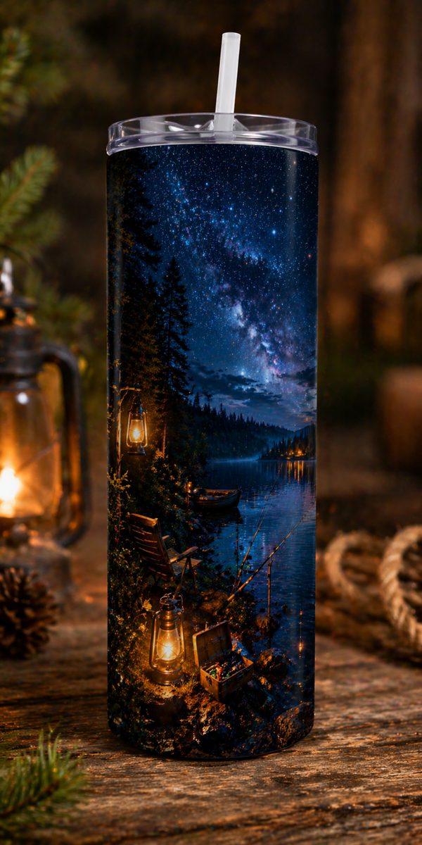 30 oz Skinny Tumbler - Nightfall Fishing Escape