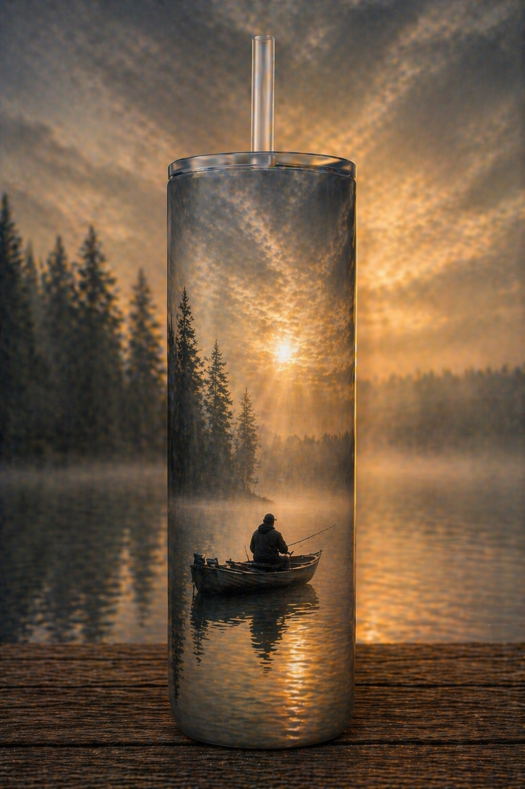 30 oz Skinny Tumbler - Quiet Waters Fisherman