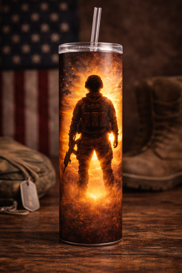 20 oz Tall Skinny Tumbler - Guardian at Sunset