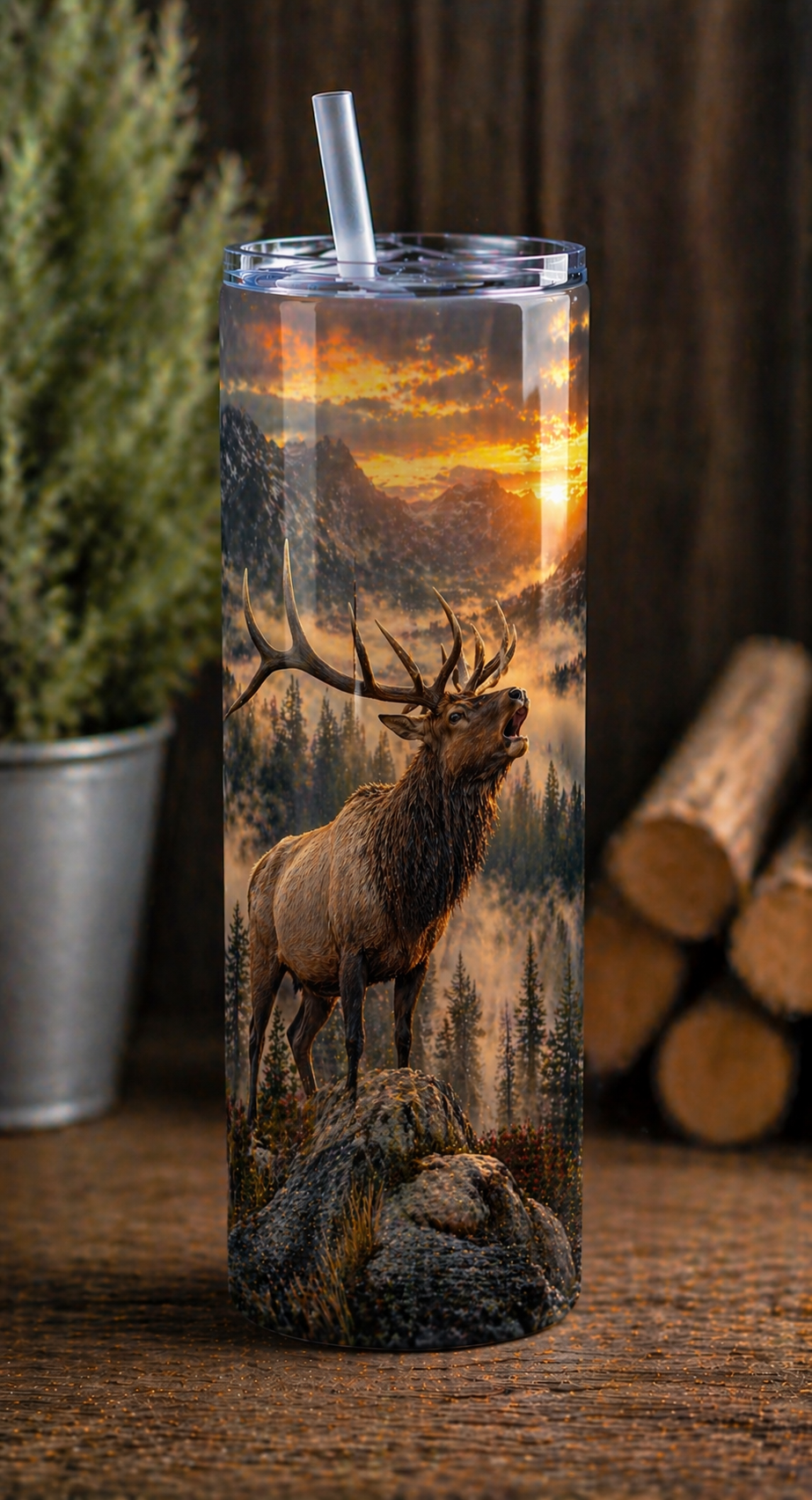 20 oz Skinny Tumbler - Mountain Majesty Elk