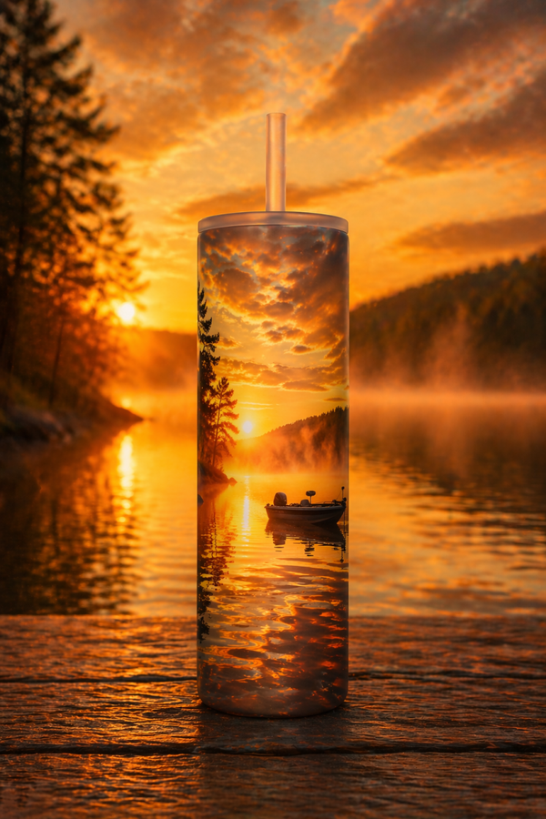 20 oz Skinny Tumbler - Calm Waters Morning Glow