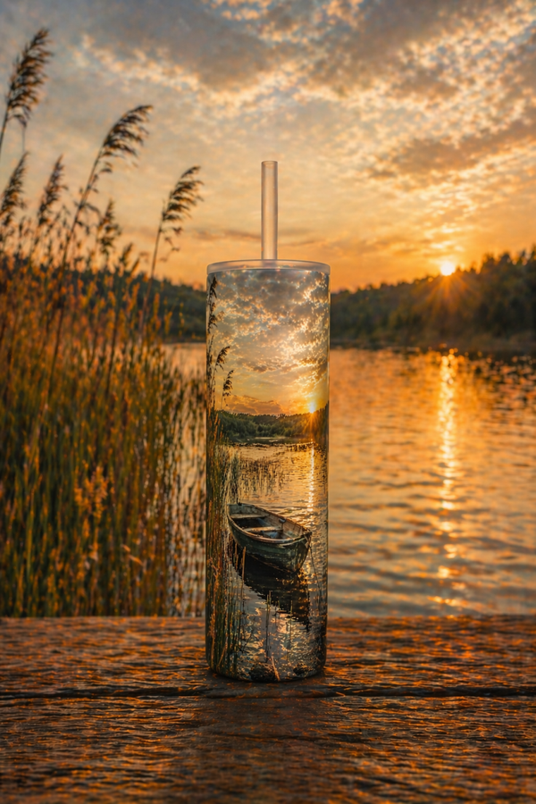 20 oz Skinny Tumbler - Serenity Lake Boat
