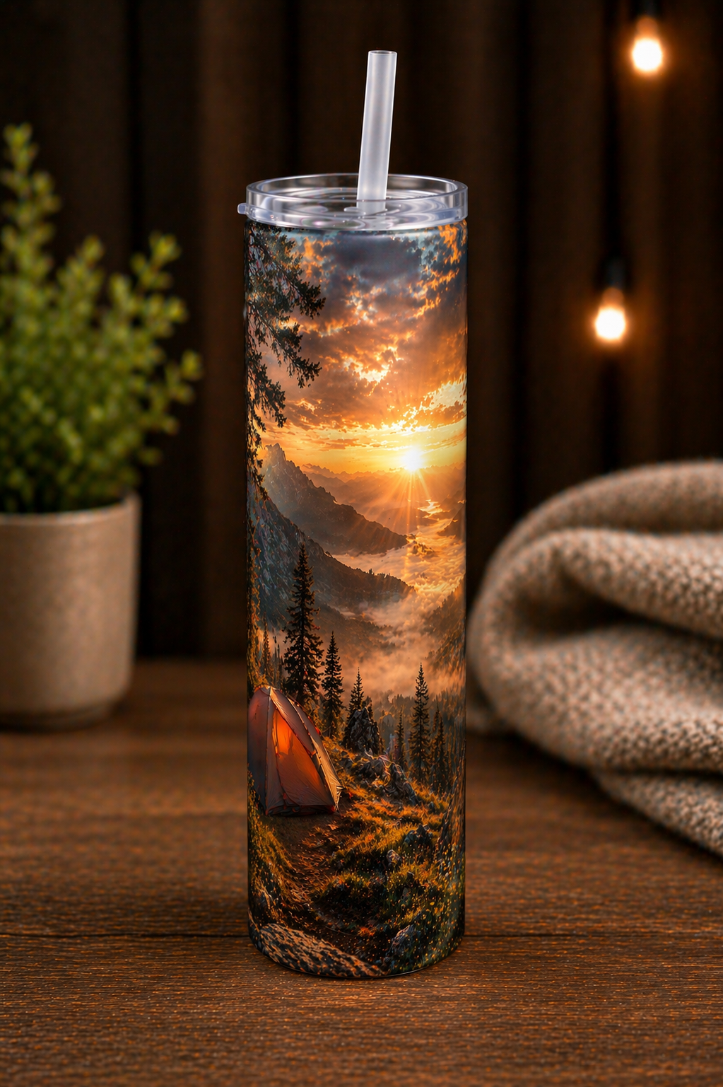 20 oz Skinny Tumbler - Above the Clouds Campfire
