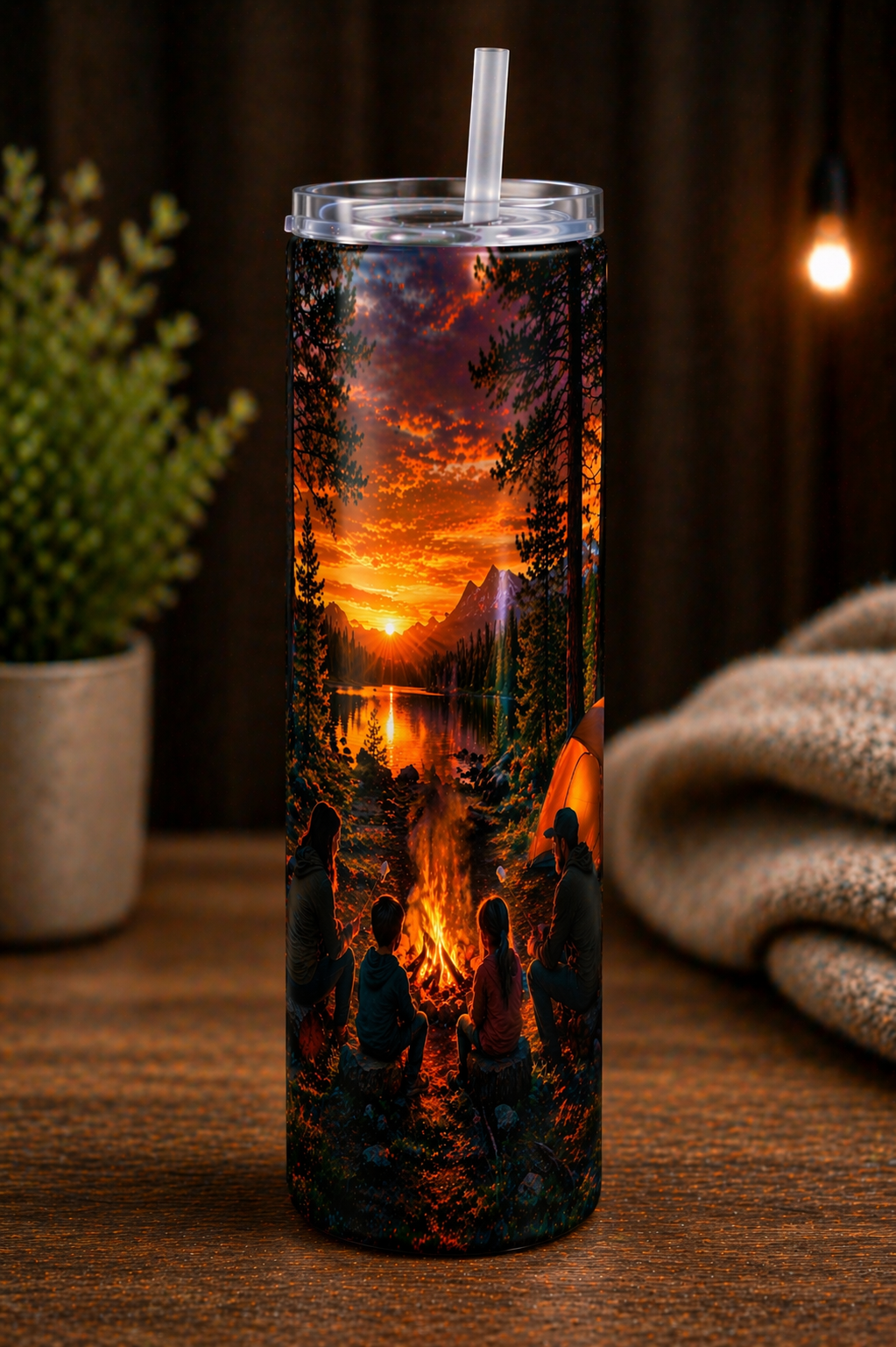 20 oz Skinny Tumbler - Family Campfire Nights