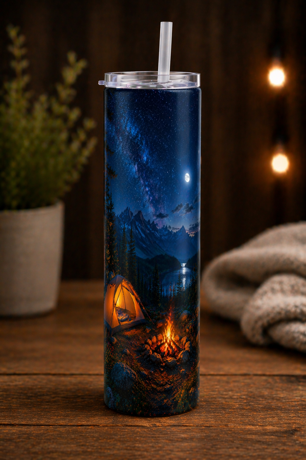 20 oz Skinny Tumbler - Under the Stars Campfire