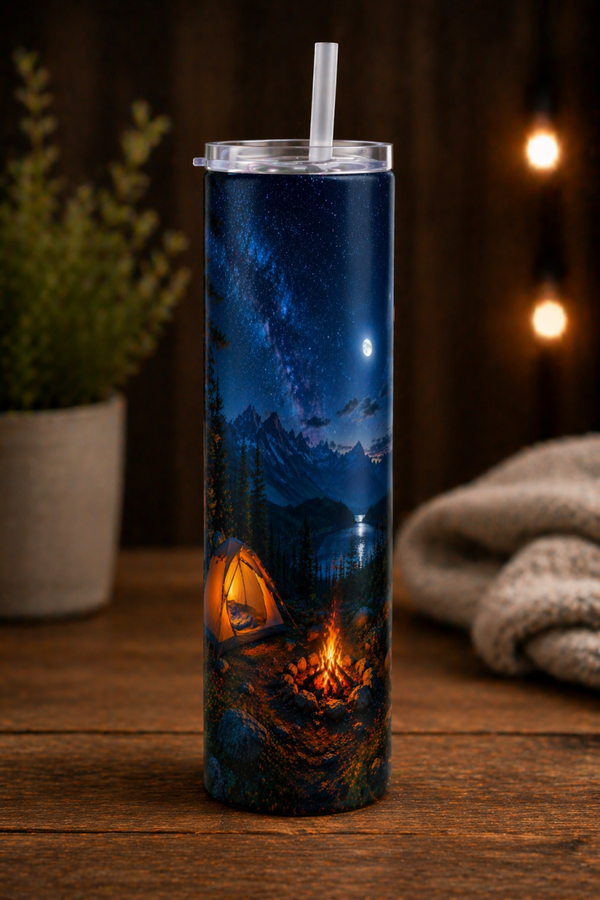 20 oz Skinny Tumbler - Under the Stars Campfire