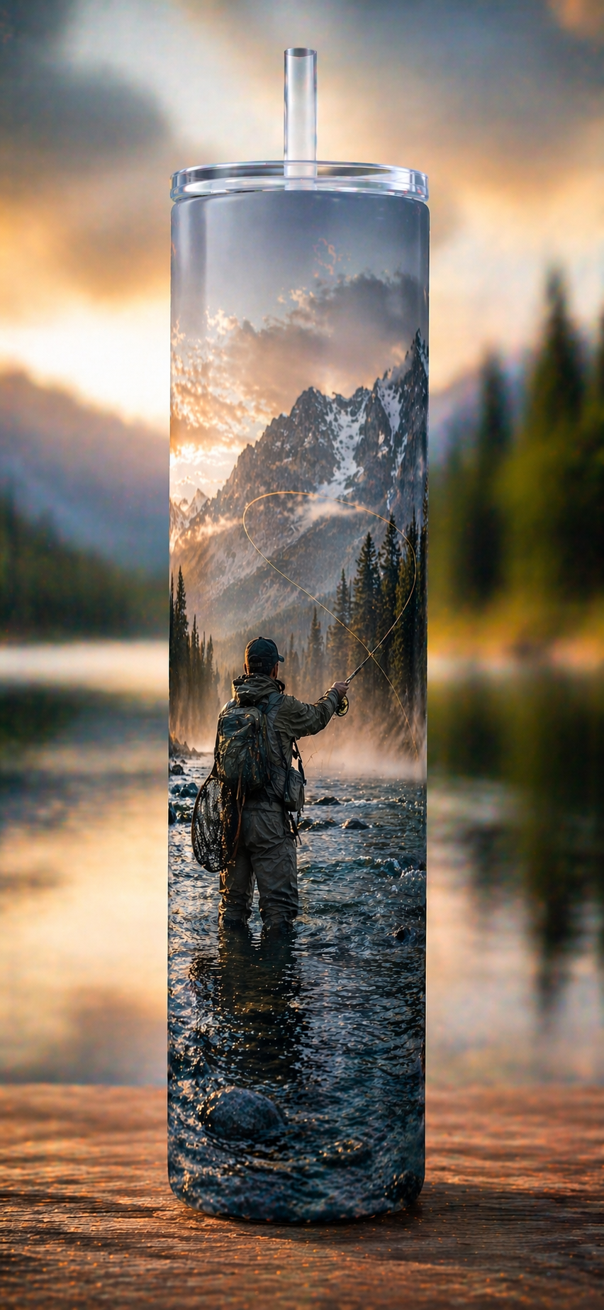 20 oz Skinny Tumbler - Mountain Stream Cast