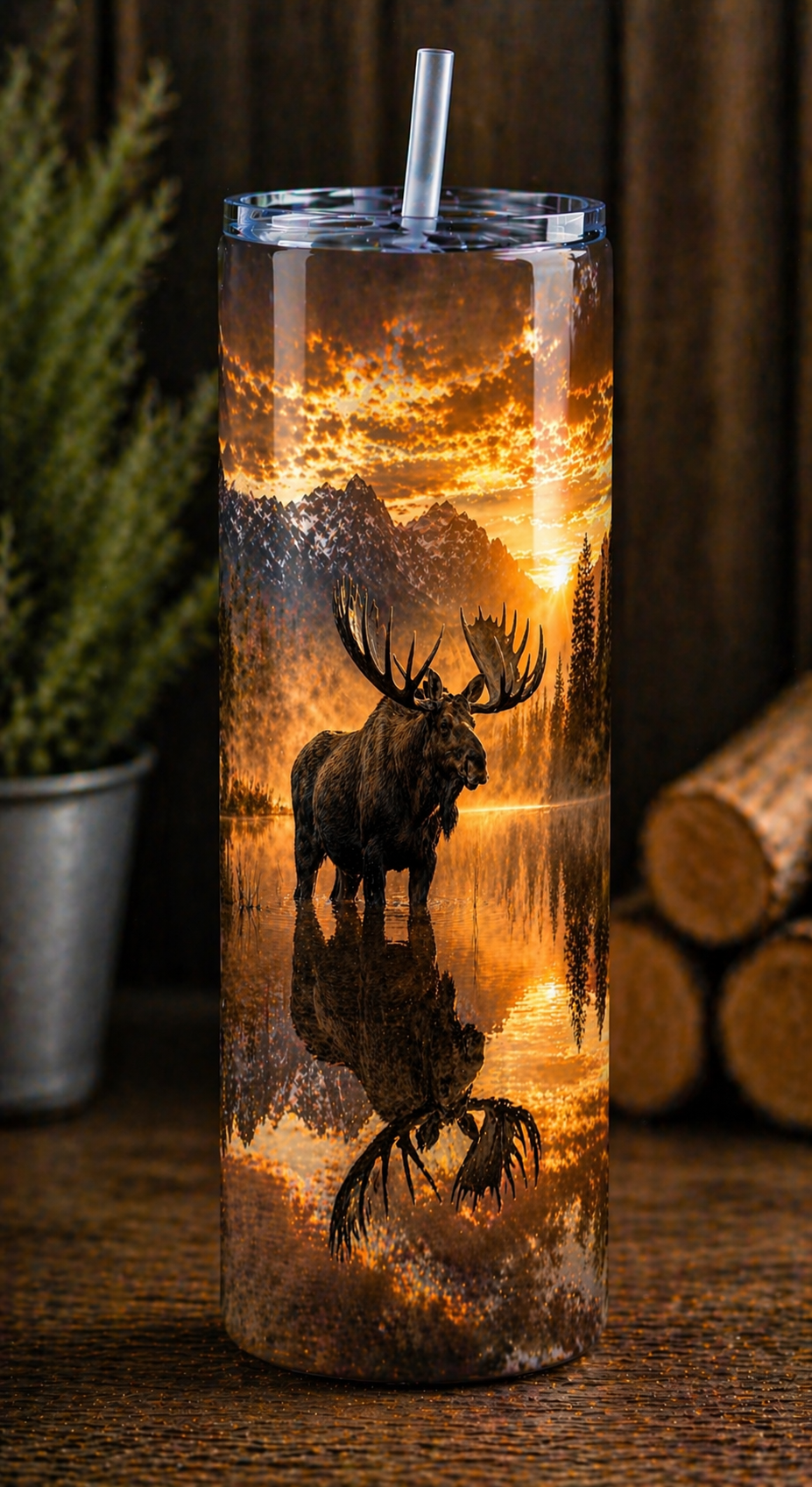 20 oz Skinny Tumbler - Still Waters Moose