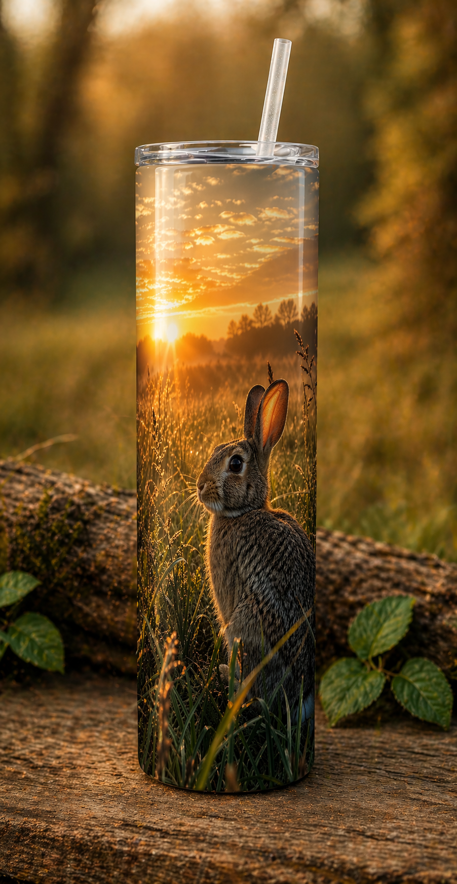 20 oz Skinny Tumbler - Golden Meadow Rabbit