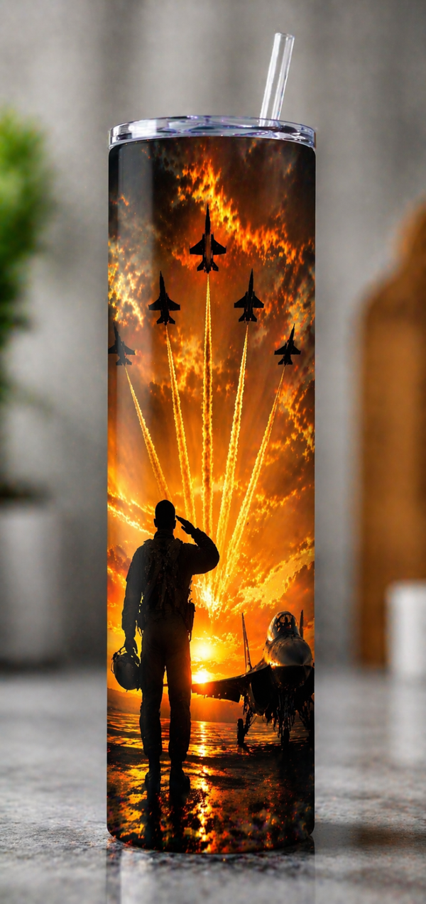 20 oz Skinny Tumbler - Salute to the Skies Tribute