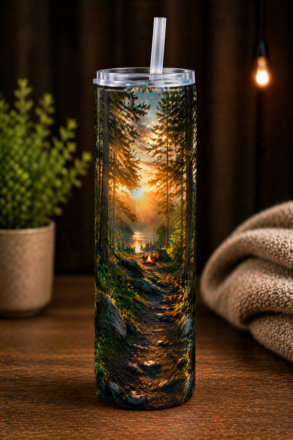 30 oz Skinny Tumbler - Forest Path Campfire Nights