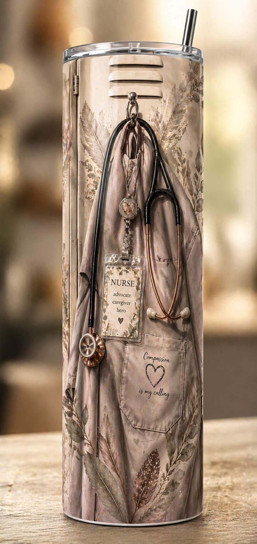 30 oz Skinny Tumbler - Scrubs, Strength & Heart