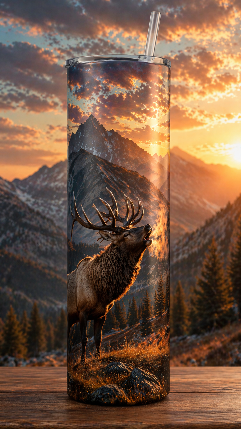 20 oz Skinny Tumbler - Bugling Bull Elk