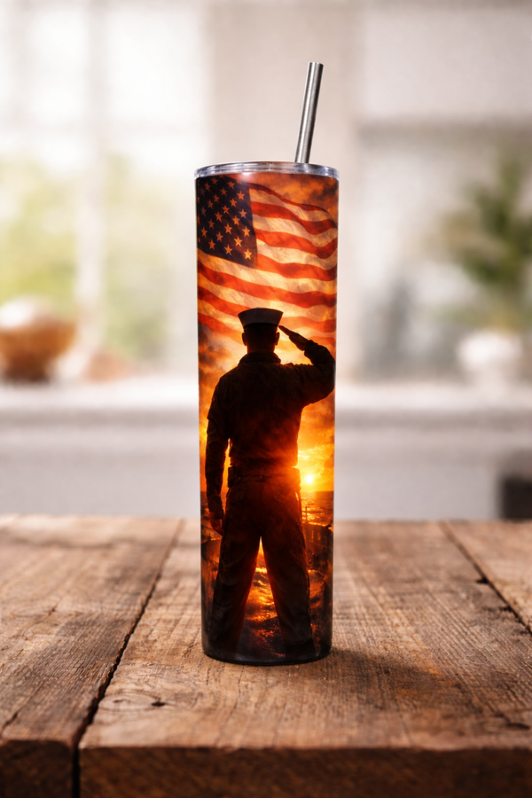 20 oz Tall Skinny Tumbler - Salute at Sunset