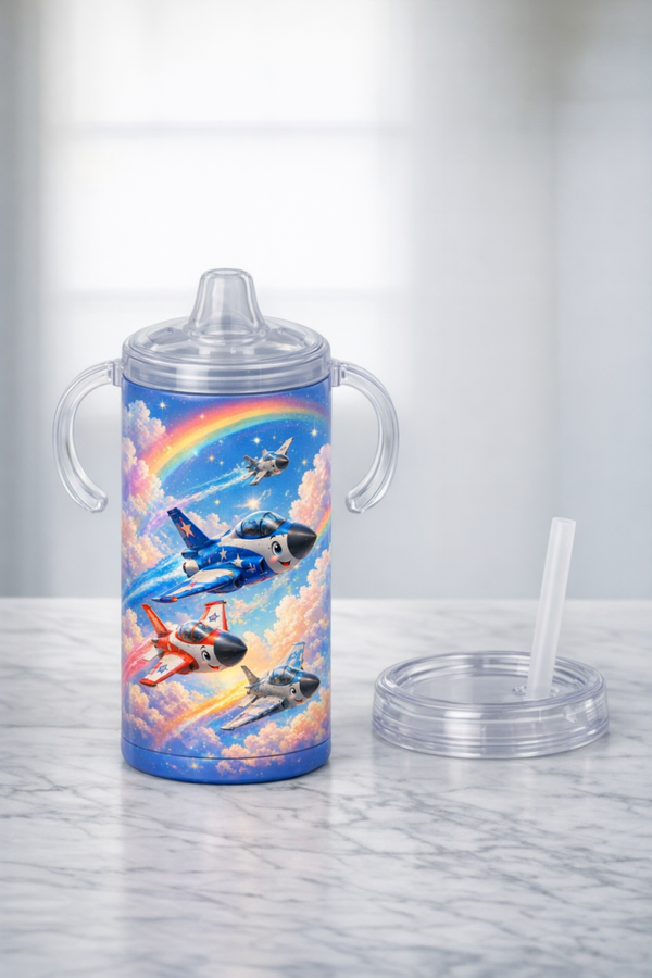 12 oz Sippy Cup - Tiny Jets Over the Rainbow