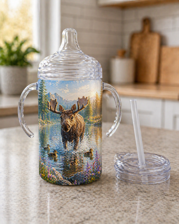 12 oz Kids Sippy Cup - Splashy Moose & Friends