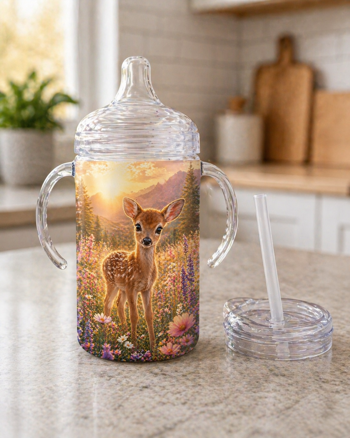 12 oz Kids Sippy Cup - Sunny Blossom Deer