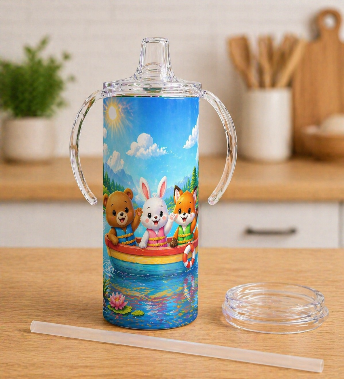 12 oz Sublimation Sippy Cup - Boat Buddies Day Out