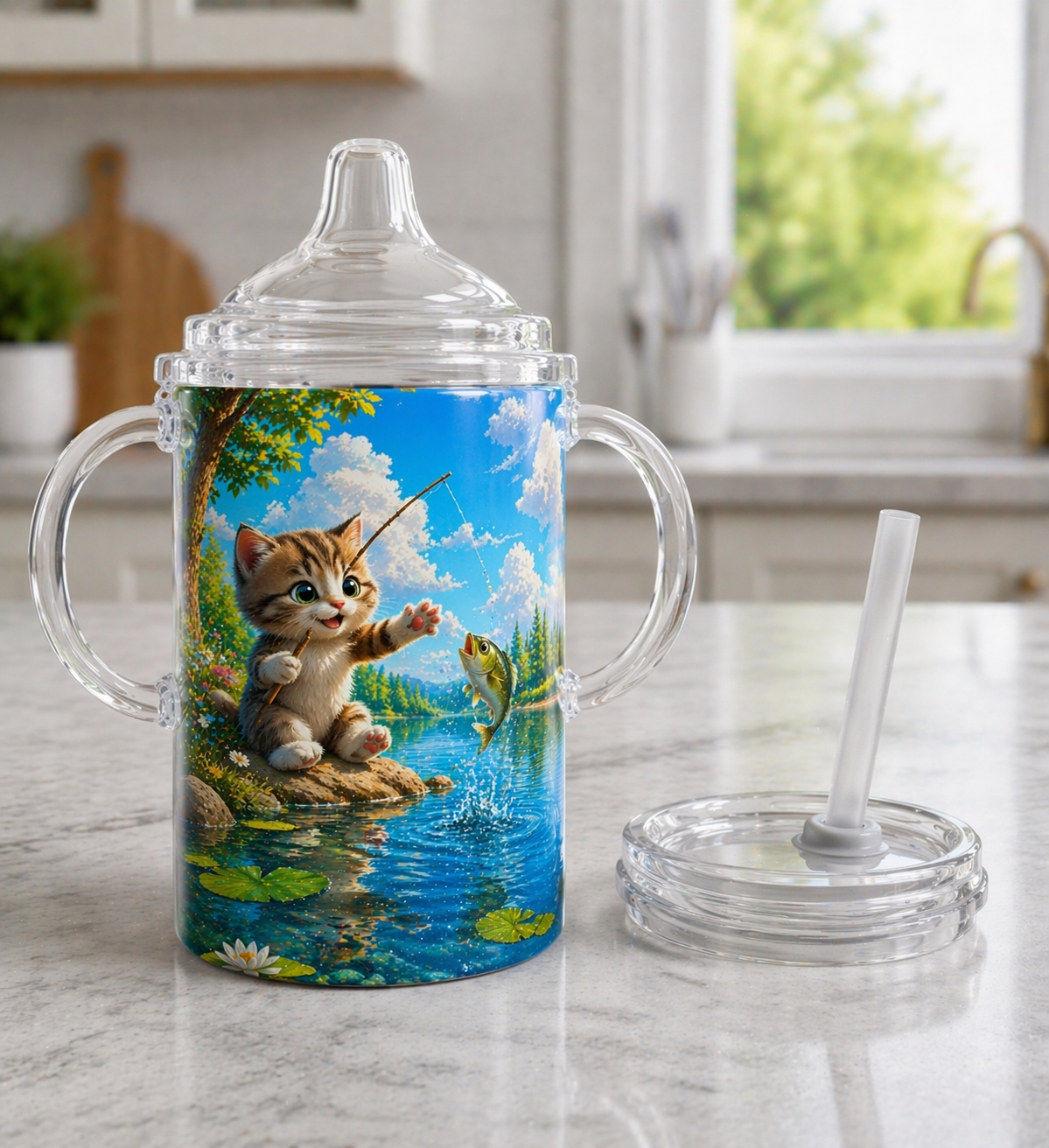 12 oz Sippy Cup - Little Paws Fishing Fun