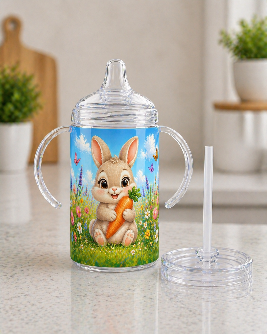 12 oz Sippy Cup - Carrot Patch Bunny