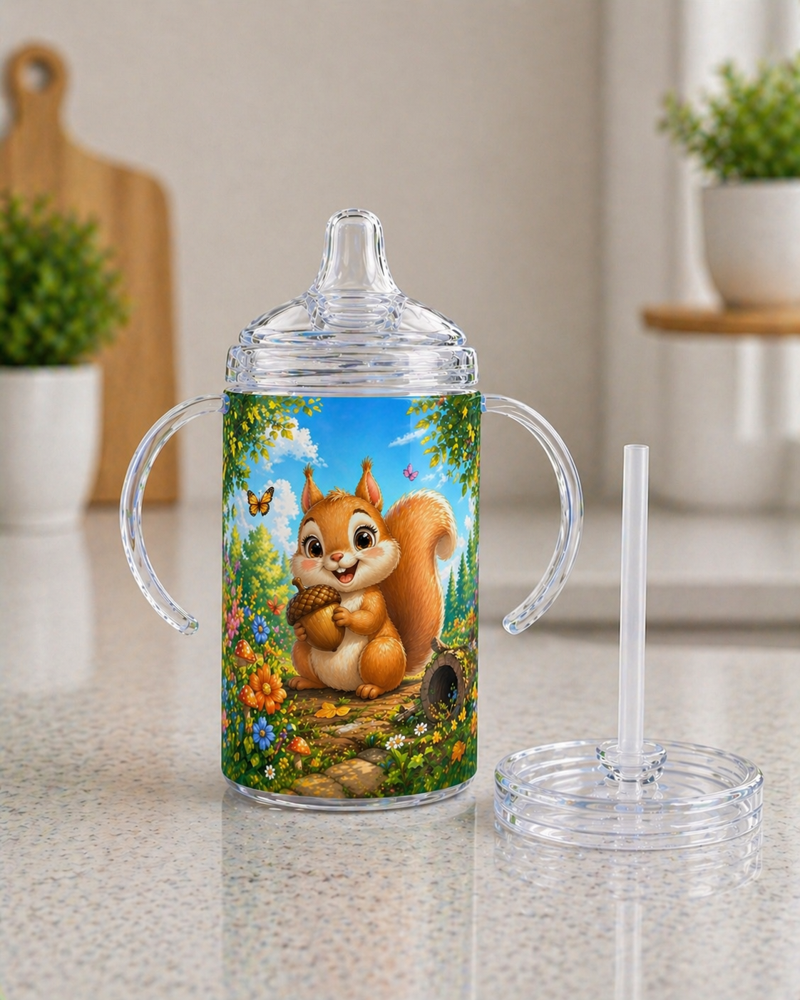 12 oz Sippy Cup - Sunny Forest Squirrel