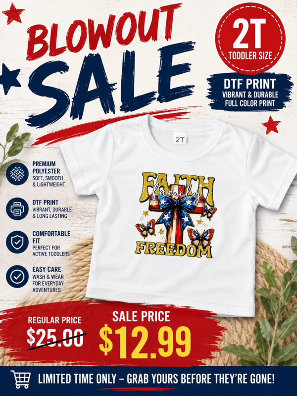 Toddler DTF Shirt - Little Faith & Freedom Tee
