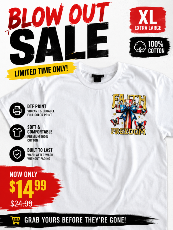DTF T-Shirt - Stars, Faith & Freedom Shirt