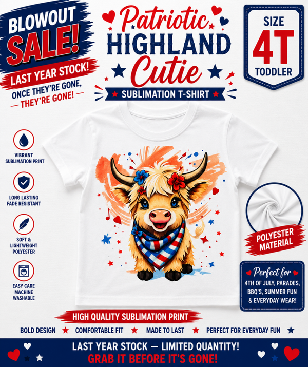 Toddler Sublimation T-Shirt - Patriotic Highland Cutie