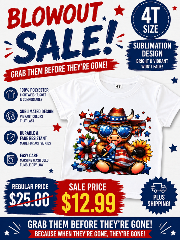 Sublimated T - Shirt - Stars & Sunflowers Cow Shirt