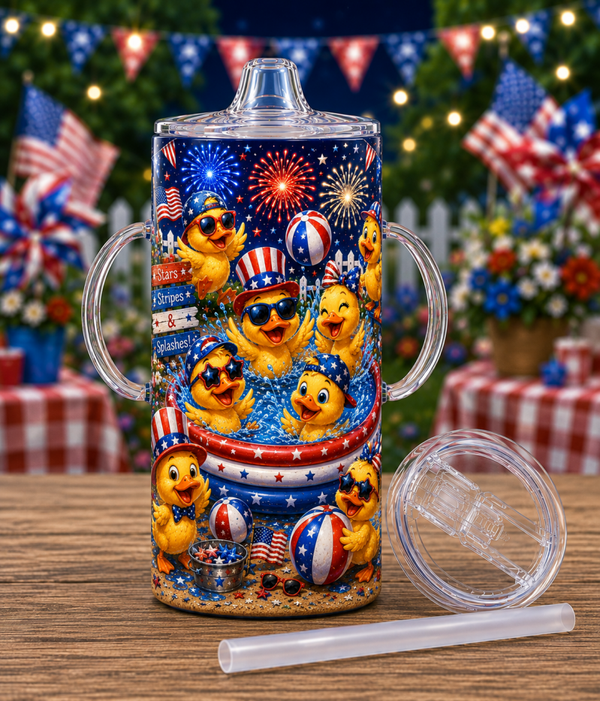 12 oz Sippy Cup - Stars, Stripes & Splashes
