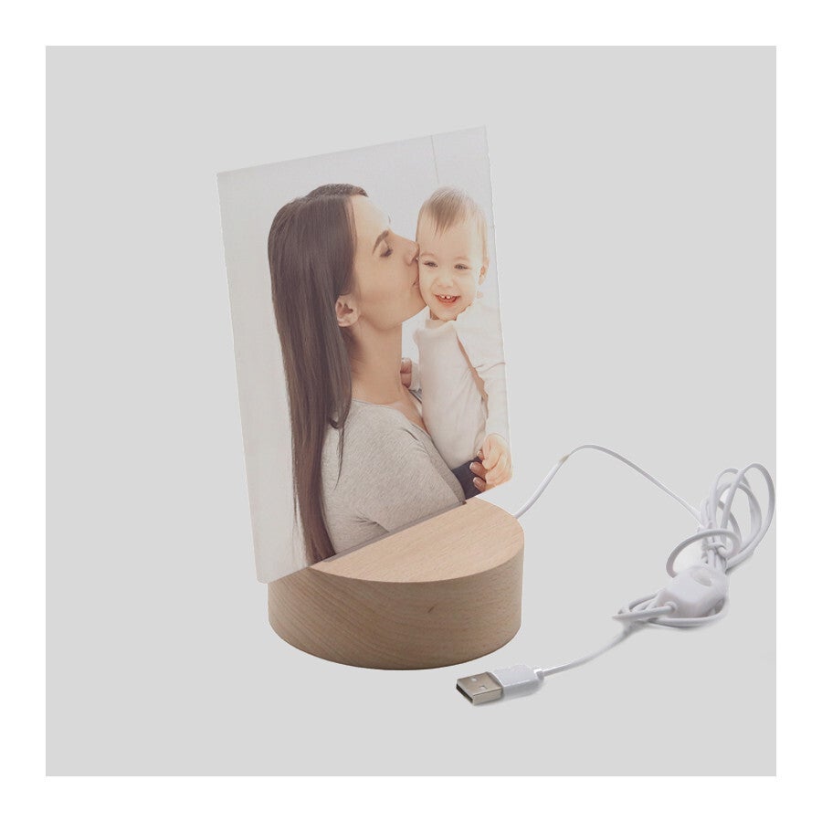 Base in Legno LED Ø con Plexy  15x15 cm.